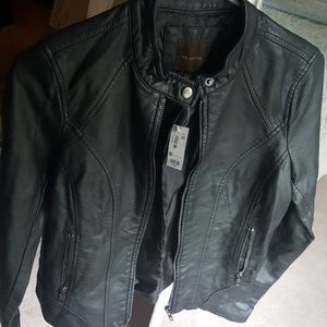 THE LIMITED Black Faux Leather Moto Jacket, XS
